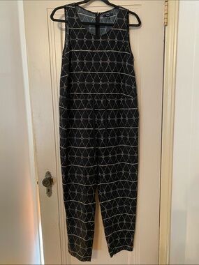 Madewell Sleeveless Black Geometric Jumpsuit Size Medium